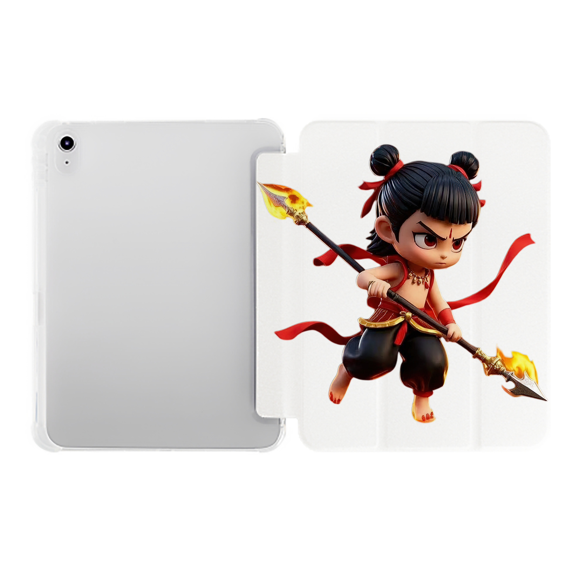 （画像用） Ne Zha 2 ナタ 魔童の大暴れ IPad ケース ペン収納付き 三つ折りスタンド PUレザー×シリコン 対応機種9.5/10.5/10.9インチ
